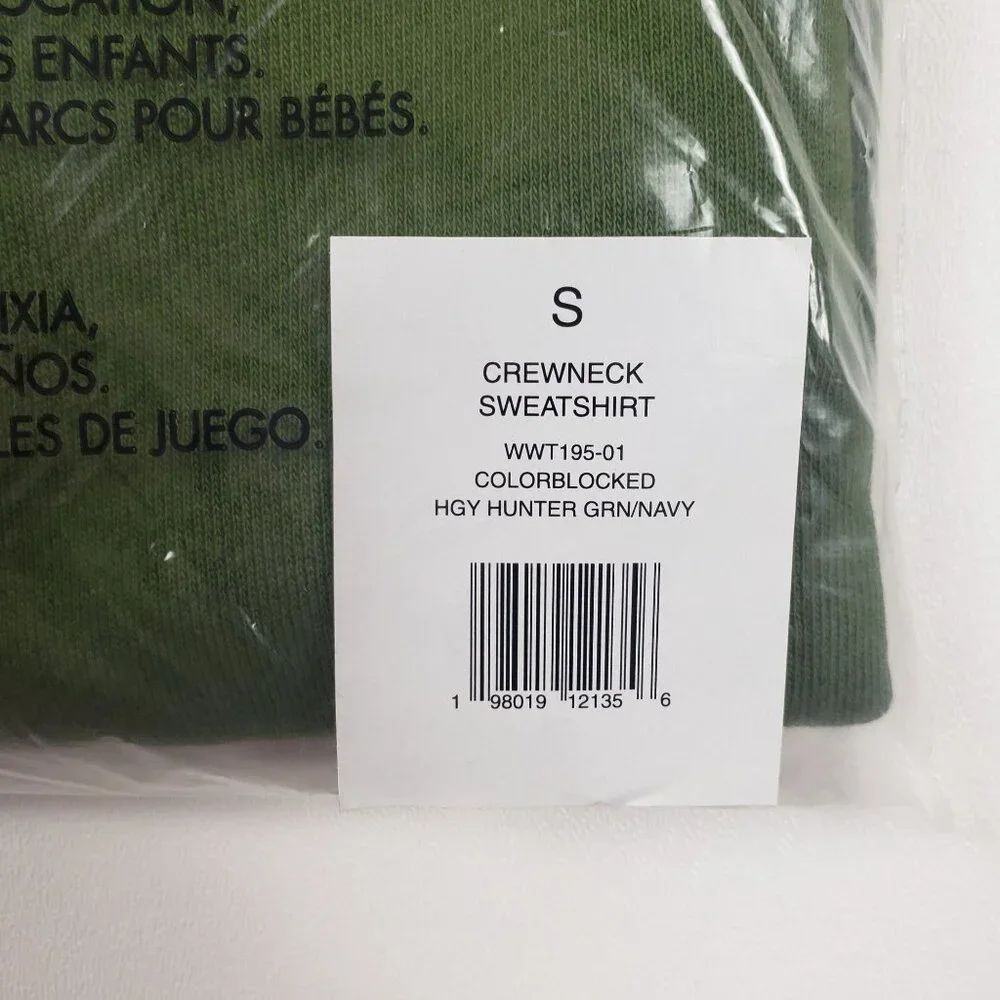 We Wore What Crewneck Sweatshirt Womens Small Colorblocked Hunter Green & Navy - Picture 15 of 16